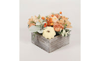 Flower Arrangement with Wooden Pot Rustic Flower Arrangement with Wooden Vase No Watering Artificial Floral Centerpiece for Thanksgiving