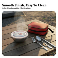 Stainless Steel Bowl and Chopstick Kit Portable Utensil Set Lightweight Portable Cutlery Set with Case for Commuters, Children, Picnic, School