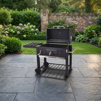 Wheeled Briquette Grill Built-in Thermometer Briquette Grill Flank Shelf