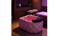 Foot Bath Basin with Footrest Comfortable Acrylic Pedicure Tub Sleek Floor Mount Foot Spa Bath for Nail Studios