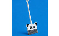White Handle Panda-Face Broom Cartoon Style Panda Broom Gray Bristles Kids Play Item for Children