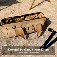 Strapping Handles Camping Stake Storage Bag Reinforced Handle Tent Stake Bag Long-Lasting Woven Material Camping Gear Carrier Zippered for Outdoor Trips
