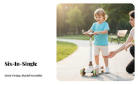Stable 3-Wheel Design 6-in-1 Convertible Scooter Adjustable Height Convertible Riding Scooter Inertia Steering children's Vehicle Lean-to-Steer for Toddlers, Preschoolers, Parents, Outdoor, Outdoors, Playground, Sidewalk