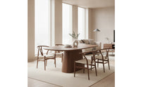 Minimalist Oval Dining Table Tapered Dining Table with Pedestal Base Apartment-Friendly Furniture Stable for Kitchen