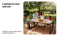 Weather-Resistant 4-Person Slatted Table and Chair Combo sturdy Construction Patio Dining Set Easy to Clean externaldoor Furniture Quick Drying for Entertainers, Homeowners, Cafe Owners, Balcony, Garden, Backyard, Deck