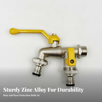 Zinc Alloy Two-Outlet Tap Threaded Inlet doubleOutlet Water Tap Rust Resistant Plumbing Fixture Leak Proof for Garden