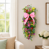 60cm Teardrop Floral Swag, Fake Flowers Garland for Door Hanging, Artificial Flower Swag for Wedding Arch Decor