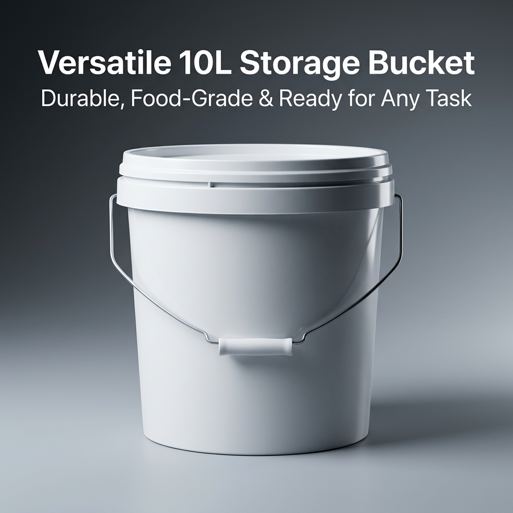 10L PP Bucket Lid, Heavy Duty Paint Storage Pail, Heavy Duty Bucket for Paint, Lid Heavy Duty Food, Food Grade Storage Container