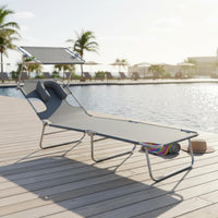 Detachable Pillow Folding Cot Bed Foldable Design Folding Chaise Lounge Breathable Material Portable Sleeping Cot Heavy Duty for Poolside