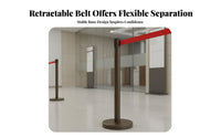 Heavy-Duty Base Retractable Belt Stanchion Anti Stainless Steel Queue Post Wear-Resistant Queue Management Pole Long-Lasting Construction for Event Organizers, Venue Managers, Security Personnel, Banks, Underground Stations, Hotels