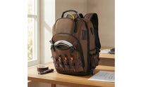 Multi-Pocket Tool Backpack Padded Tool Bag Backpack Long-Lasting Work Pack Adjustable for Electricians, Technicians, Job Site
