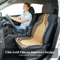 Breathable Wooden Bead Seat Cushion Natural Wood Beads Wooden Bead Seat Cover Universal Fit for Truck Drivers, Summer Driving, Long Drives