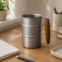 Wood Handle Mug Retro Style Camping Cup Lightweight Wood Handle Cup