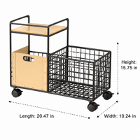 Iron Metal Storage Shelves with Wheels 2 Tier Heavy Duty Rolling Shelving Unit