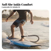 Padded Coiled Ocean Leash TPU Elastic Coiled SUP Leash Hook-and-Loop Water Sports Gear Metal Swivel