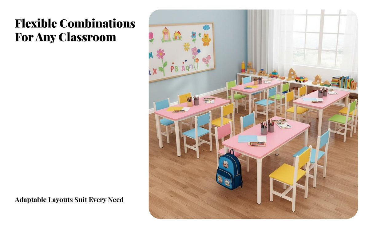 Kindergarten Drawing Table Easy to Young Children Colorful Craft Table Sturdy Construction Preschool Study Desk for Students, Childcare Center