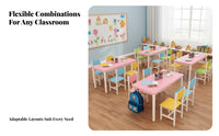 Kindergarten Drawing Table Easy to Young Children Colorful Craft Table Sturdy Construction Preschool Study Desk for Students, Childcare Center