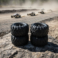 4 Pieces Rough-Terrain Tire Pattern Rubber RC Tires with Rims Abrasion Resistant Remote Control Car Accessory for Outdoor