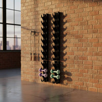 Staggered Dumbbell Storage Rack Vertical Panels Wall Dumbbell Rack Metal Unrestricted Weight Holder Black for Home Fitness