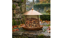 Conical Roof Hanging Bird Feeder Copper-Bronze Finish Metal Bird Feeder Perch Arms