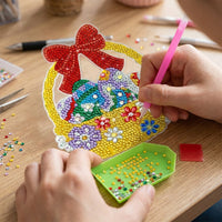 DIY Easter Diamond Art Ornament for Adults, Desktop Diamond Art Painting Kit with Acrylic Stand Easter Tabletop Decor Desktop Ornament