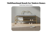 Upholstered Shoe Storage Bench Light Luxury and Elegance Upholstered Entryway Bench with Decorative Backrest Comfortable Padded Seat Household