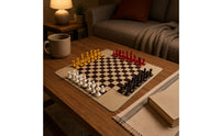 Sculpted Knight Heads Four-Player Chess Set Glossy 4 Player Chess Set Rounded Corners Strategy Game
