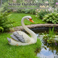 Lifelike Swan Garden Ornament Outdoor, Resin Swan Statue for Courtyard Decoration, Pastoral Art, Pure Handmade Floor Ornament, Wedding Gift