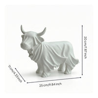 Horned Bovine Statue Spooky Horned Bovine Statue with Curved Protrusions Resin Spectral Figurine for Collectors, Halloween, Entryway