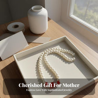 2 Pieces Faux Pearl Necklace and Bracelet Set Ideal Gift Pearl Jewelry Set Elegant Design Fashion Accessory for Elders, Women, Formal Events, Parties