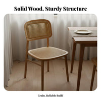 Ergonomic Design Solid Wood Rattan Chair Mortise and Tenon Joinery Rattan Dining Chair Easy to Clean Household Furniture Polished Rounded Border S for Restaurant Owners, Interior Designers, Living Room, Bedroom, Home Office, Lounge