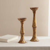 2 Pieces Marbled Candlestick Holders Tapered Candle Holders with Pedestal Sculptural Candlesticks Glossy for Study, Bedroom, Bookshelf, Bedside Table
