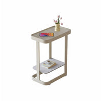 Space-Saving 2-Tier C-Shaped Table Minimalist Design Home Furniture Sturdy Construction Rounded Corners for Apartment Dwellers, Homeowners, Students, Living Room, Bedroom, Small Areas, Balcony