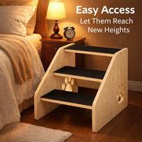 Dog Steps for Small with Non-Slip Surface for Bed and Sofa, Wooden Pet Stairs Ready to Use No Assembly Required, Compact Ladder for Felines