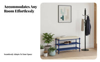 Padded Shoe Storage Bench Cushioned Seat Padded Shoe Rack Bench Multi-Functional Entryway Organizer for Homeowners, Guests, Hallway, Mudroom, Bedroom