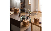Incense Burner Box Wooden Incense Box with Tray Tabletop Cube-Shaped for Meditation, Tea Table