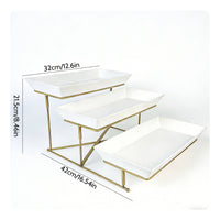 Gold Metal Frame 3-Tier Fruit Stand Space-Saving 3 Tier Serving Stand Easy to Assemble Tiered Dessert Display Rack