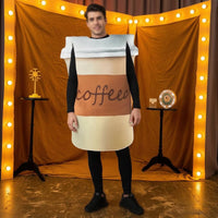 Coffee Cup Costume Easy to Wear Cup of Coffee Costume Oversized Foam Tunic for Adults, Carnival, Cosplay