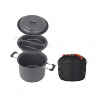 double Compartment Steaming Pot Foldable Handles Outdoor Steamer Set Mesh Storage Bag Steam Cooker