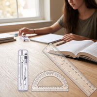 Geometry Tool Kit Complete Drawing Tool Kit Transparent Stationery for Students, Classroom