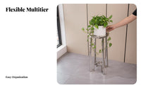 Floor-Standing 2-Tier Pedestal Stand Space-Saving 2-Tier Octagonal Pedestal Modern Design Flower Pot Rack Rustproof for Homeowners, Apartment Residents, Interior Decorators, Living Room, Balcony, Corner Areas, Entryway