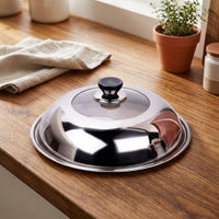 Stainless Steel Pan Lid with Tempered Glass, Thickened Frying Pan Lid and Saucepan Lid, Wok Lid with Black Handle, Pot Lid for Pudding Pot Lids