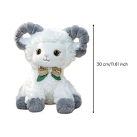 Sitting Lamb Stuffed Fluffy Lamb Doll with Bow Huggable for Children