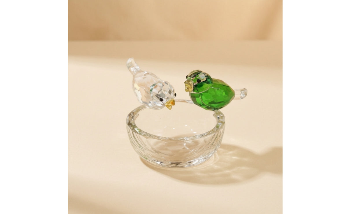 Bird Figurine with Nest Clear Bird Figurine Tabletop Crystal Birds for Collectors, Desk, Office