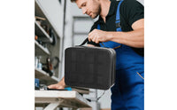 Removable Dividers Wide Mouth Tool Bag Reinforced Handle Portable Tool Organizer Elastic Loops Work Gear Multiple Pockets for Engineers, Electricians, Outdoor