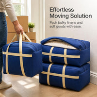 Large Capacity Moving Storage Bag for Quilts and Clothes, Thickened Woven Luggage Organizer