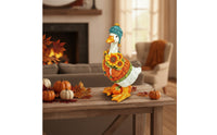 Tabletop Resin Goose Figurine Knitted-Style Goose Figurine with Hat Hand-Painted Cute for Autumn Decor, Fall Decorating