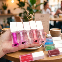 Lip Tint with Moisturizing Color Changing Gloss for Daily Makeup, Hydrating Plumper in a Clear Square Bottle with White Cap, Non Sticky Care