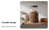 3 Pieces Clear Borosilicate Glass Jar Large Capacity Glass Storage Jar Wood Lid Wooden Top Pantry Canister Versatile