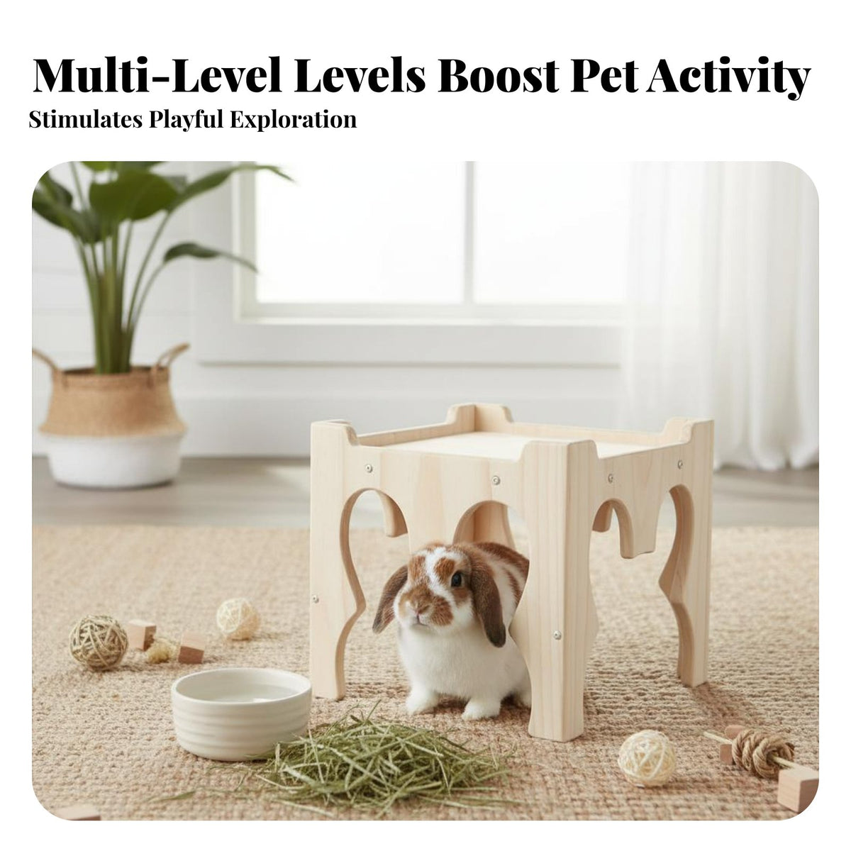 Wooden Hare Wooden Retreat Guinea Pig Wooden House Easy Assembly Chinchilla Activity Center